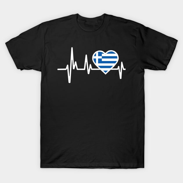 Greece Heartbeat Flag T-Shirt by Dojaja